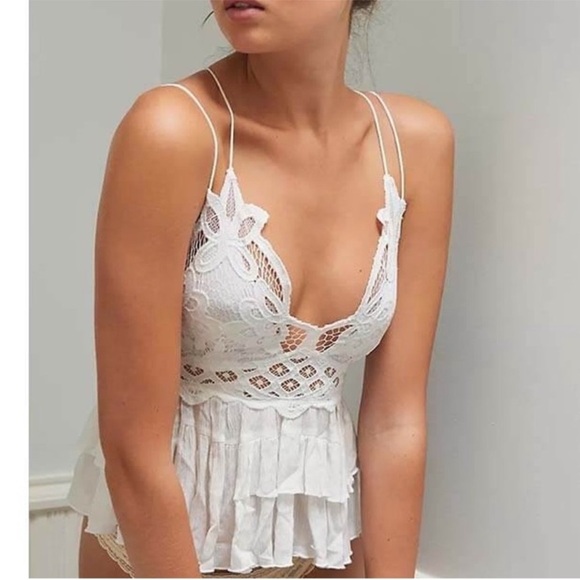 NWT FREE PEOPLE Adella Cami in White Bohemian style Top Blouse - Picture 5 of 10